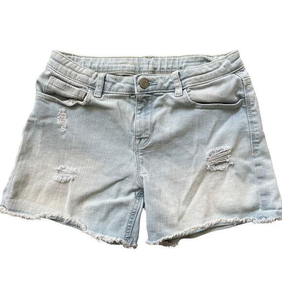 GAP Kids 12 Regular Denim Shorts | Adjustable Waist, Light Wash, Raw Hem - Picture 3 of 6